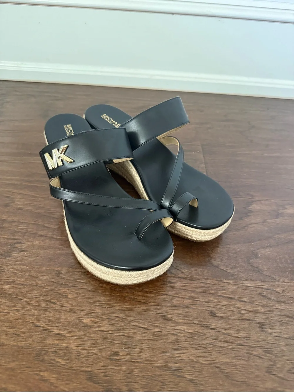 Michael Kors Women's Jilly Espadrille Platform Wedge Sandals Sz 8.5 Black
